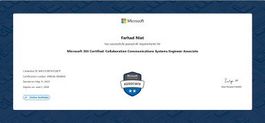 Microsoft 365 Certified: Collaboration Communications Systems Engineer Associate